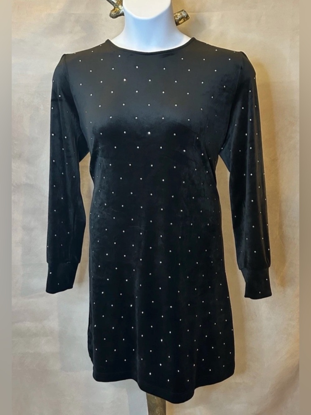 LOFT Velvet Stretch A-line Rhinestone Party Dress Size L